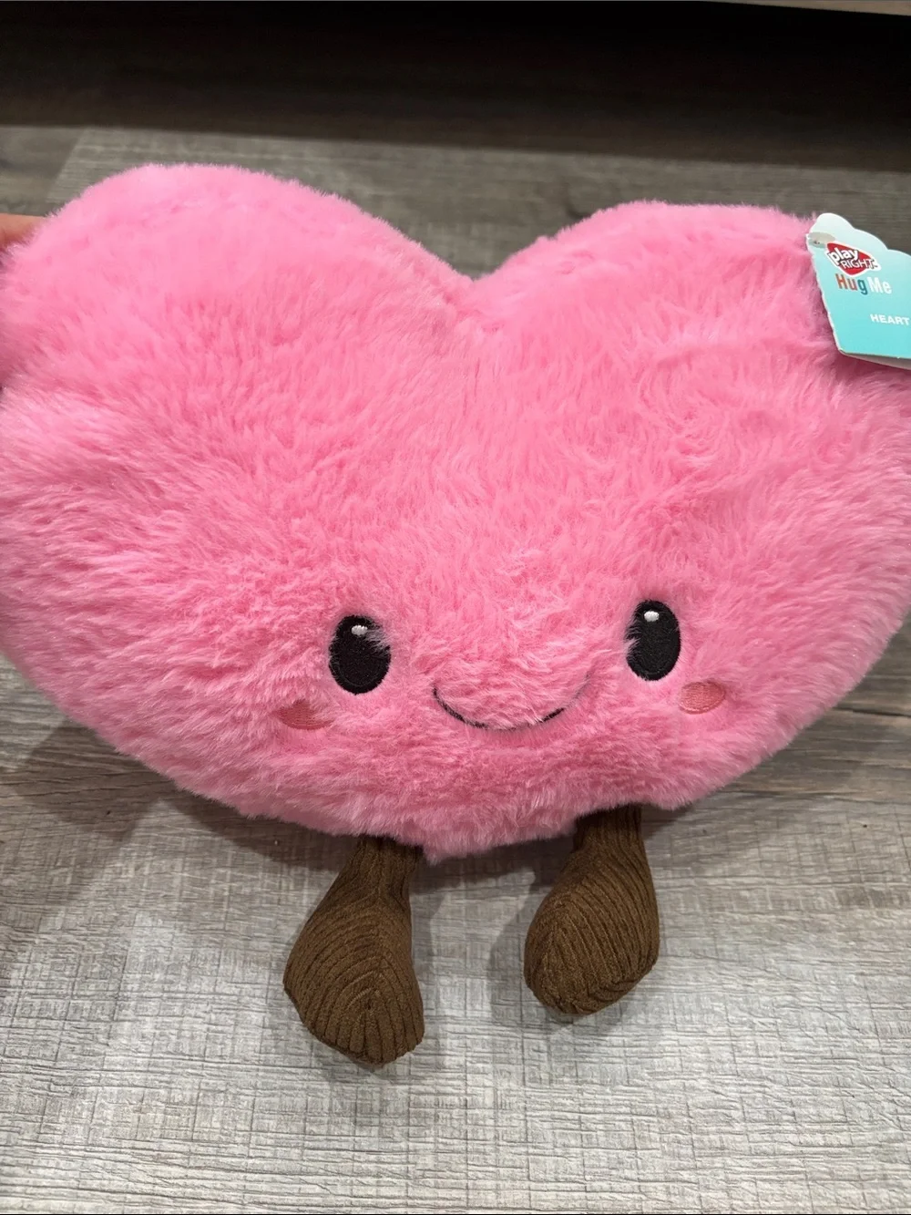 Plush Heart Accent Pillow — Soft Pink Smiley Design